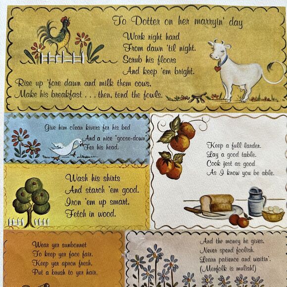 Vintage Farmhouse Country Picture "To Dotter On Her Marryin Day" Black Frame - Picture 2 of 5